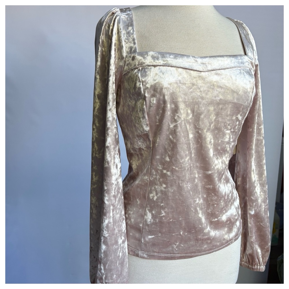 NWT Antropologie Jessima Fitted Elegant Velvet Long Sleeve Top, L - Picture 7 of 12